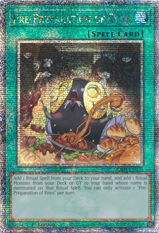 Pre-Preparation of Rites [RA01-EN055] Quarter Century Secret Rare | Jomio and Rueliete's Cards and Comics