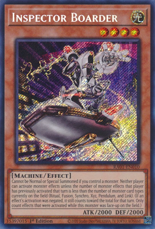 Inspector Boarder [RA01-EN010] Secret Rare | Jomio and Rueliete's Cards and Comics