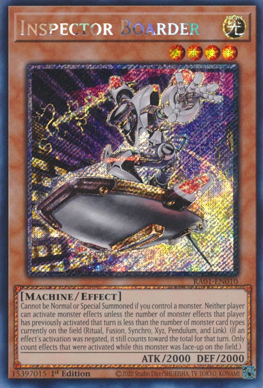 Inspector Boarder [RA01-EN010] Platinum Secret Rare | Jomio and Rueliete's Cards and Comics