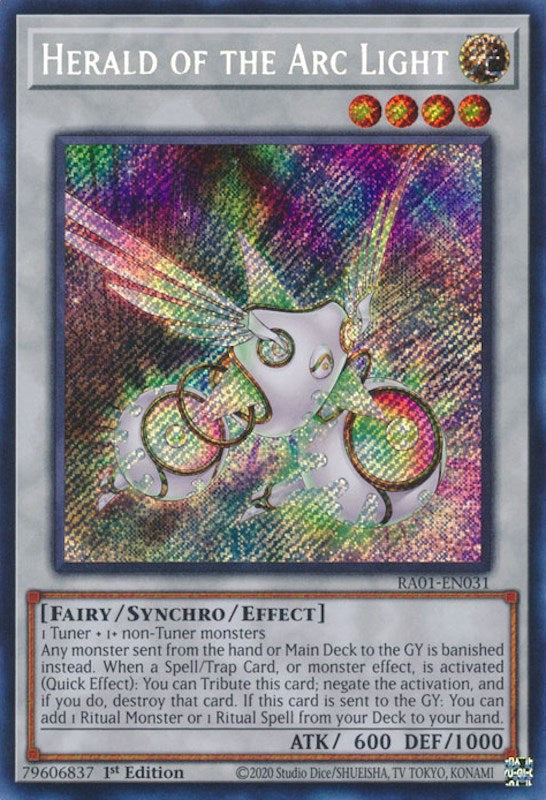 Herald of the Arc Light [RA01-EN031] Secret Rare | Jomio and Rueliete's Cards and Comics