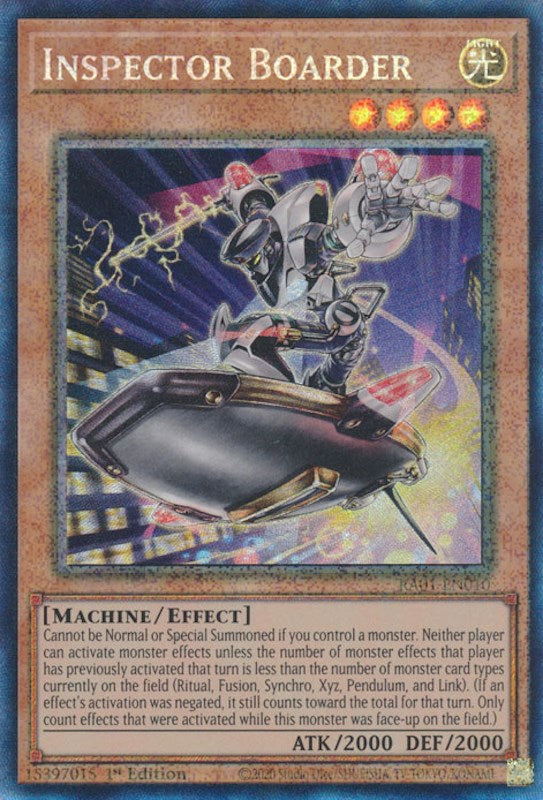 Inspector Boarder [RA01-EN010] Prismatic Collector's Rare | Jomio and Rueliete's Cards and Comics
