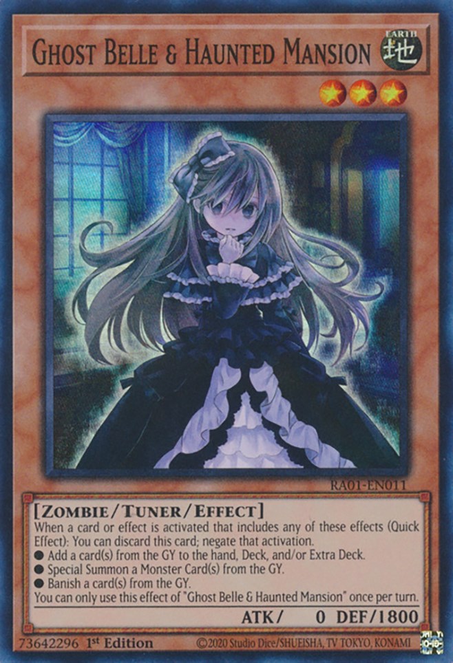 Ghost Belle & Haunted Mansion [RA01-EN011] Super Rare | Jomio and Rueliete's Cards and Comics