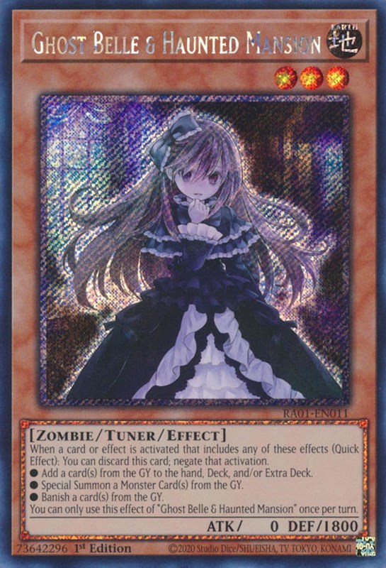 Ghost Belle & Haunted Mansion [RA01-EN011] Platinum Secret Rare | Jomio and Rueliete's Cards and Comics