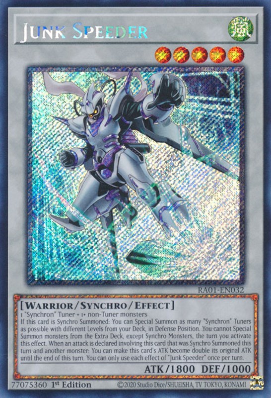 Junk Speeder [RA01-EN032] Platinum Secret Rare | Jomio and Rueliete's Cards and Comics