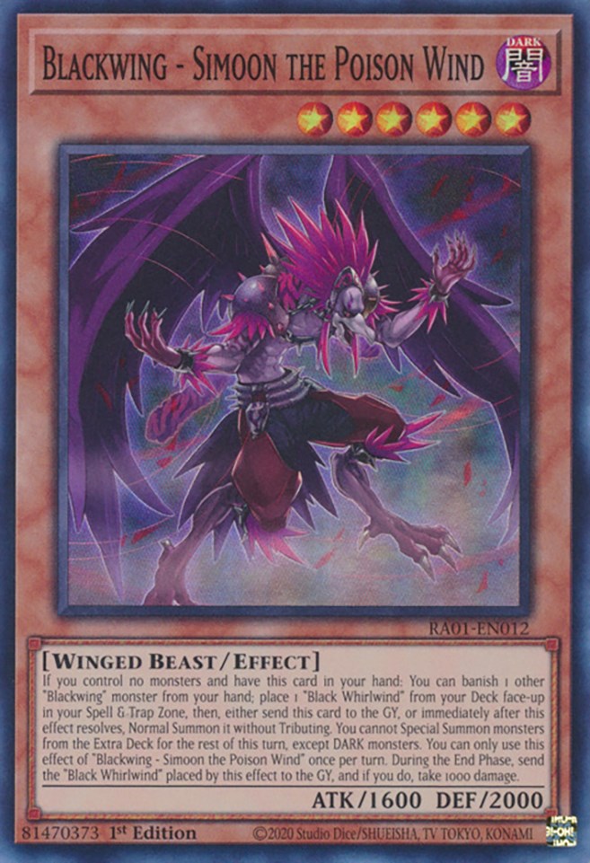 Blackwing - Simoon the Poison Wind [RA01-EN012] Super Rare | Jomio and Rueliete's Cards and Comics