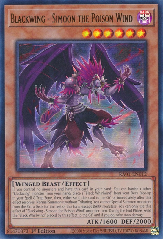 Blackwing - Simoon the Poison Wind [RA01-EN012] Ultra Rare | Jomio and Rueliete's Cards and Comics