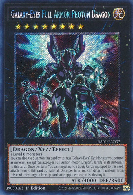 Galaxy-Eyes Full Armor Photon Dragon [RA01-EN037] Platinum Secret Rare | Jomio and Rueliete's Cards and Comics