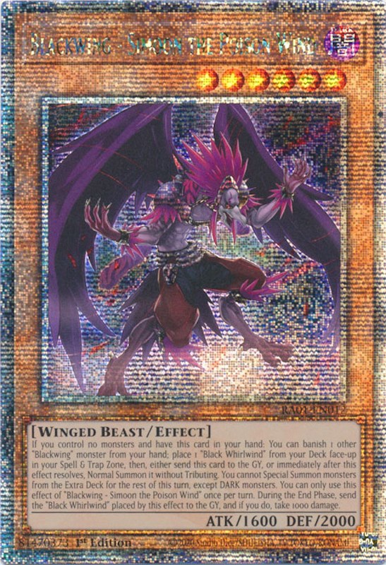 Blackwing - Simoon the Poison Wind [RA01-EN012] Quarter Century Secret Rare | Jomio and Rueliete's Cards and Comics