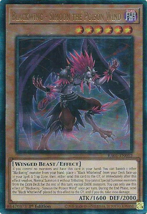 Blackwing - Simoon the Poison Wind [RA01-EN012] Prismatic Ultimate Rare | Jomio and Rueliete's Cards and Comics