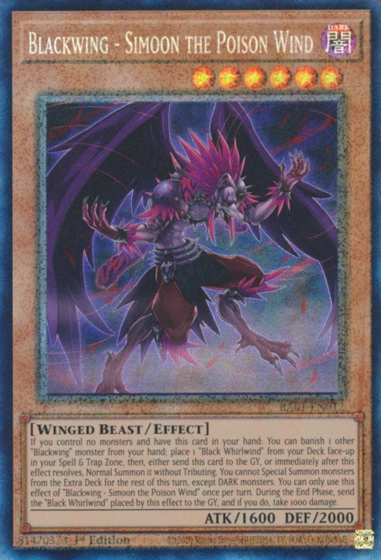 Blackwing - Simoon the Poison Wind [RA01-EN012] Prismatic Collector's Rare | Jomio and Rueliete's Cards and Comics