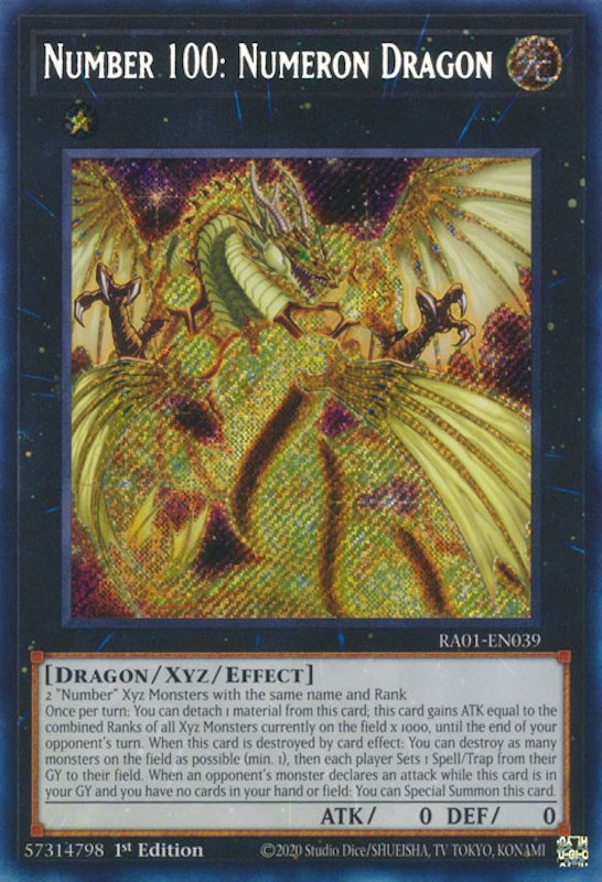 Number 100: Numeron Dragon [RA01-EN039] Secret Rare | Jomio and Rueliete's Cards and Comics