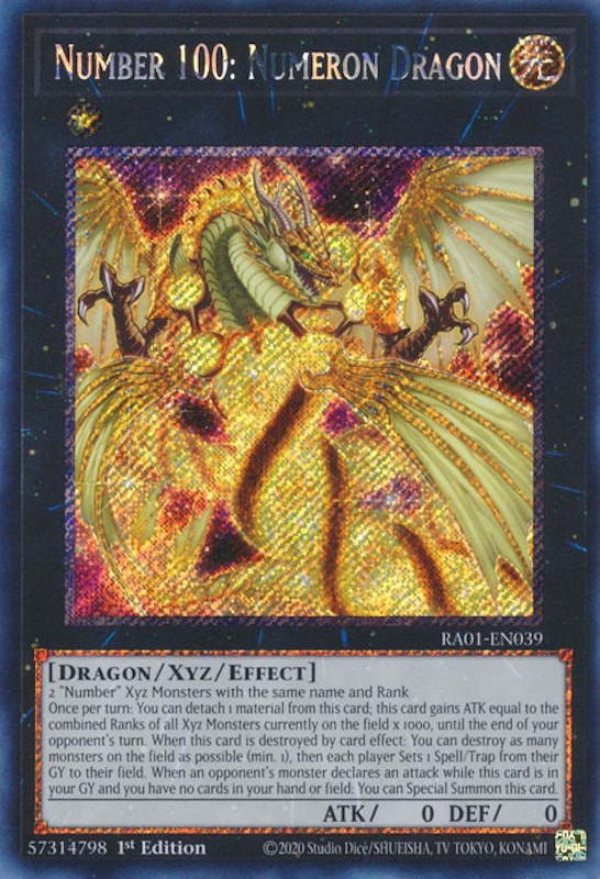Number 100: Numeron Dragon [RA01-EN039] Platinum Secret Rare | Jomio and Rueliete's Cards and Comics