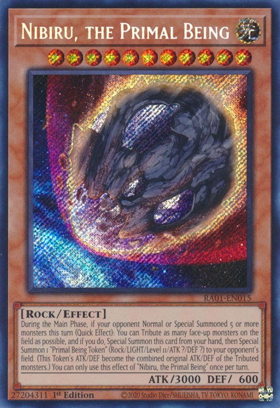 Nibiru, the Primal Being [RA01-EN015] Secret Rare | Jomio and Rueliete's Cards and Comics