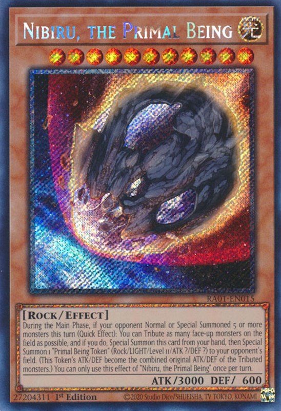 Nibiru, the Primal Being [RA01-EN015] Platinum Secret Rare | Jomio and Rueliete's Cards and Comics
