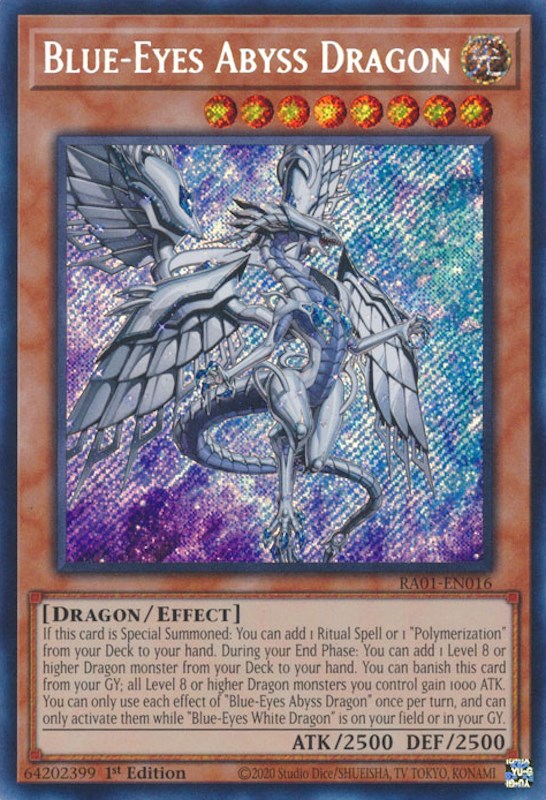 Blue-Eyes Abyss Dragon [RA01-EN016] Secret Rare | Jomio and Rueliete's Cards and Comics