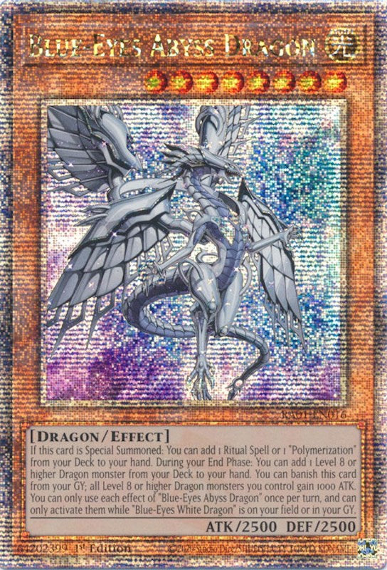 Blue-Eyes Abyss Dragon [RA01-EN016] Quarter Century Secret Rare | Jomio and Rueliete's Cards and Comics