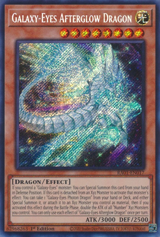 Galaxy-Eyes Afterglow Dragon [RA01-EN017] Secret Rare | Jomio and Rueliete's Cards and Comics