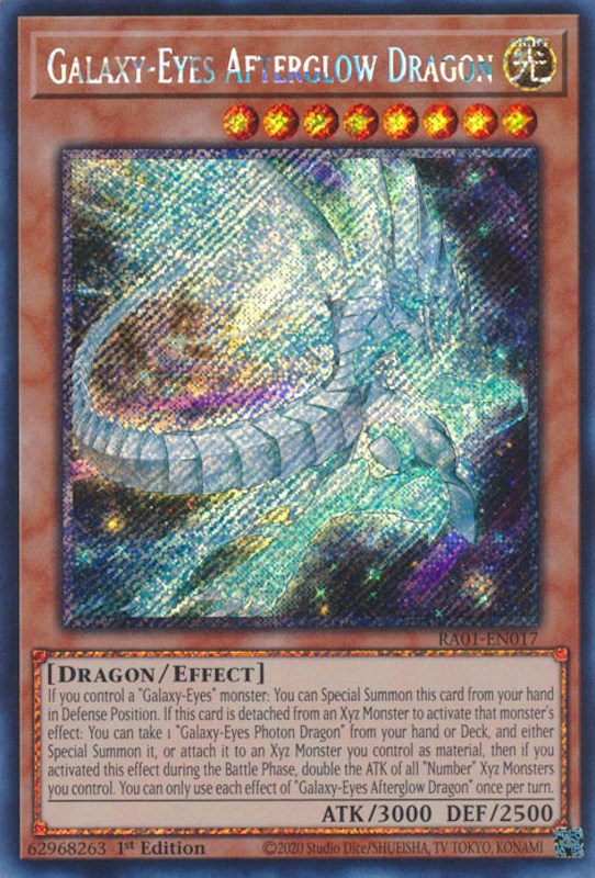 Galaxy-Eyes Afterglow Dragon [RA01-EN017] Platinum Secret Rare | Jomio and Rueliete's Cards and Comics