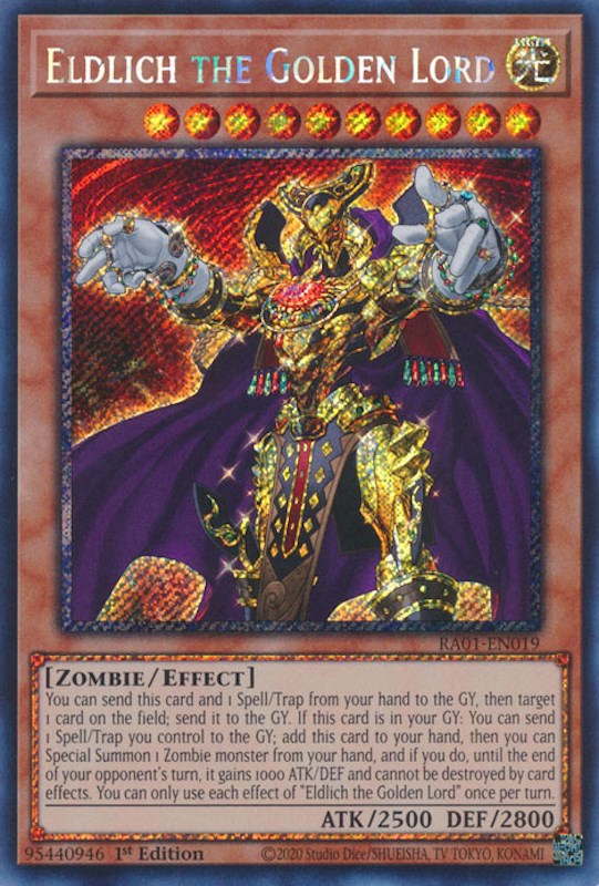 Eldlich the Golden Lord [RA01-EN019] Platinum Secret Rare | Jomio and Rueliete's Cards and Comics