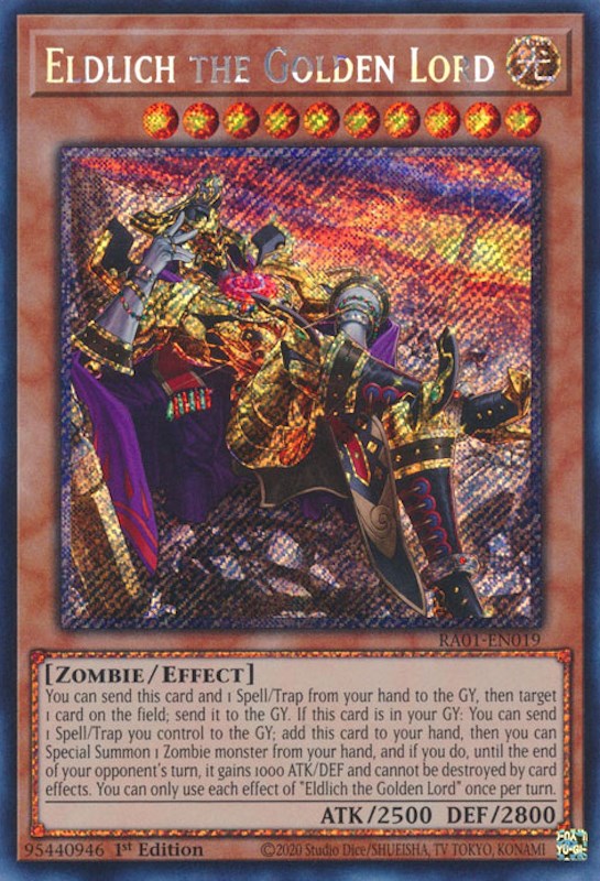 Eldlich the Golden Lord (Alternate Art) [RA01-EN019] Platinum Secret Rare | Jomio and Rueliete's Cards and Comics