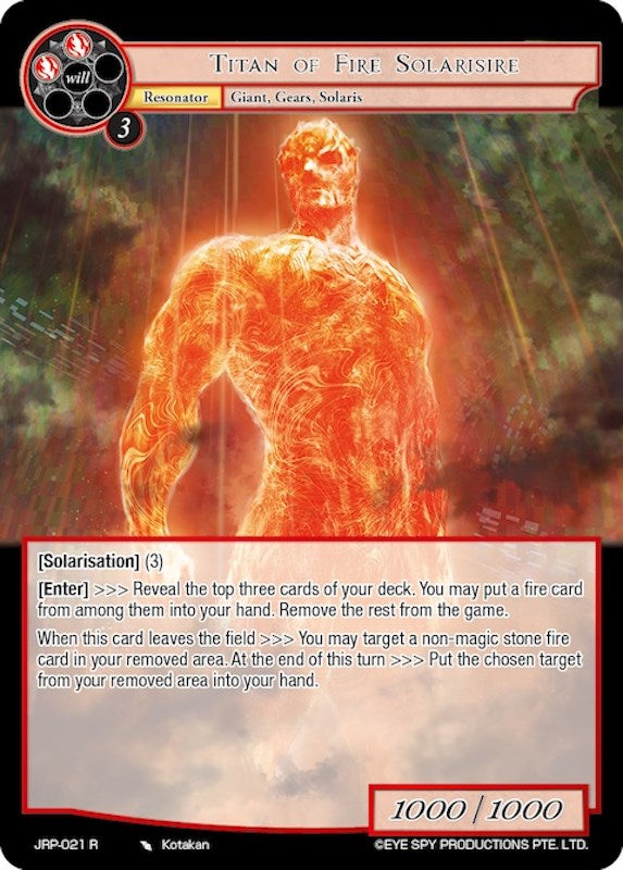 Titan of Fire Solarisire (JRP-021 R) [Judgment of the Rogue Planet] | Jomio and Rueliete's Cards and Comics
