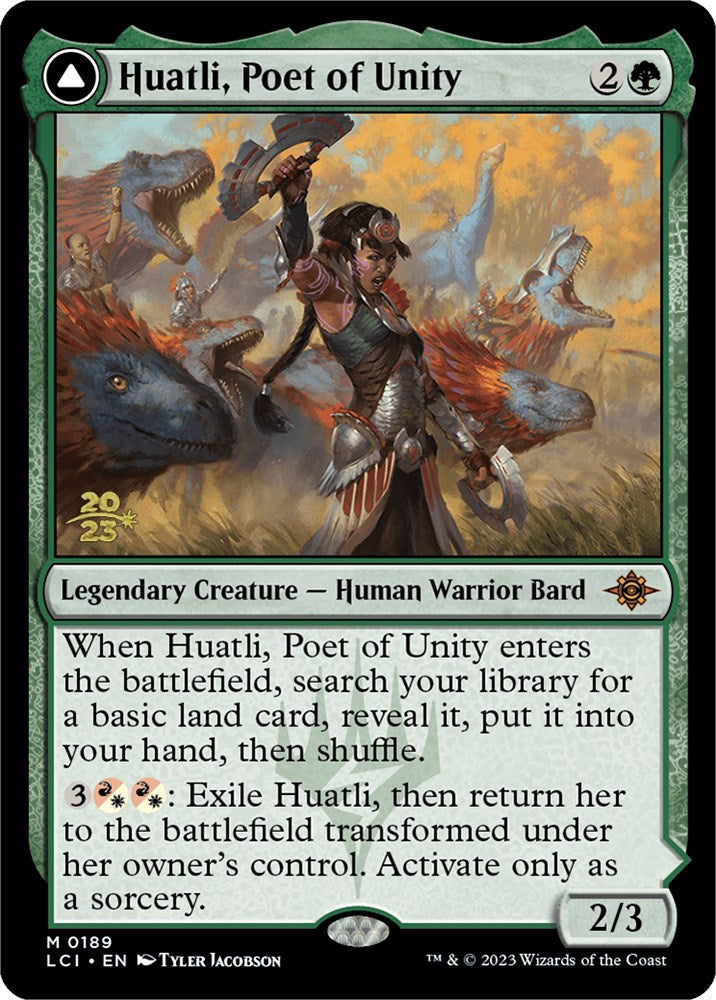 Huatli, Poet of Unity // Roar of the Fifth People [The Lost Caverns of Ixalan Prerelease Cards] | Jomio and Rueliete's Cards and Comics