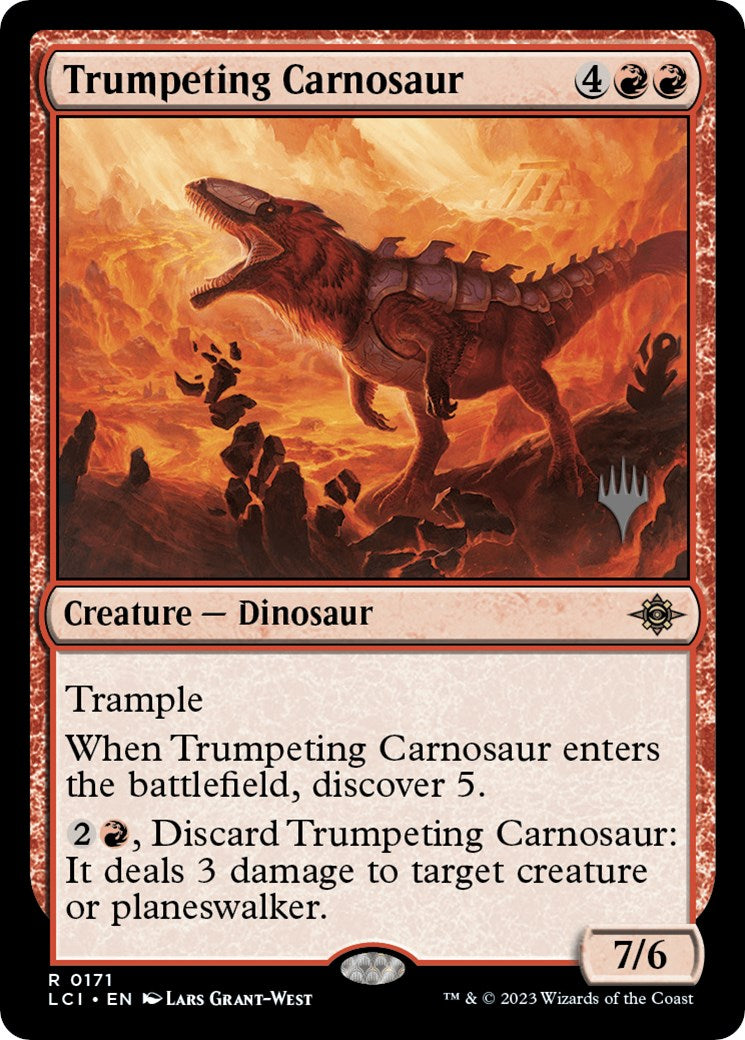 Trumpeting Carnosaur (Promo Pack) [The Lost Caverns of Ixalan Promos] | Jomio and Rueliete's Cards and Comics