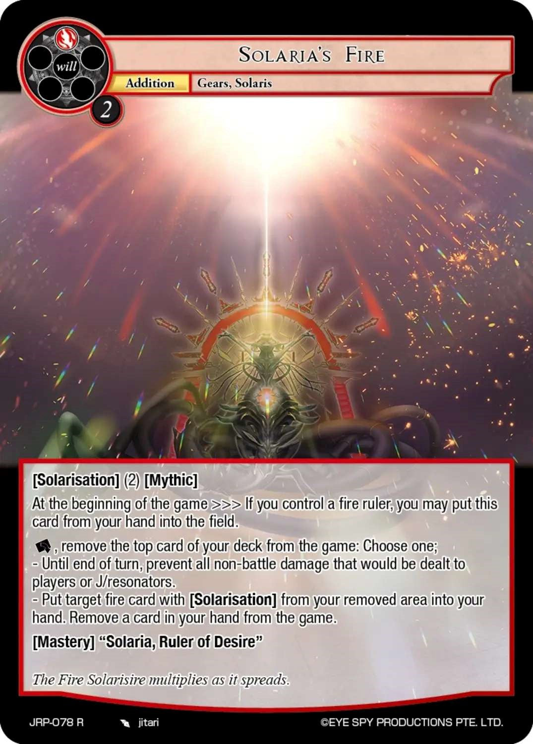 Solaria's Fire (JRP-078 R) [Judgment of the Rogue Planet] | Jomio and Rueliete's Cards and Comics