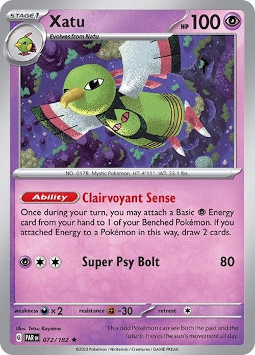 Xatu (072/182) (Build & Battle Box) [Scarlet & Violet: Paradox Rift] | Jomio and Rueliete's Cards and Comics