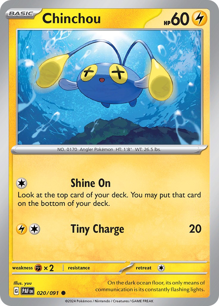 Chinchou (020/091) [Scarlet & Violet: Paldean Fates] | Jomio and Rueliete's Cards and Comics
