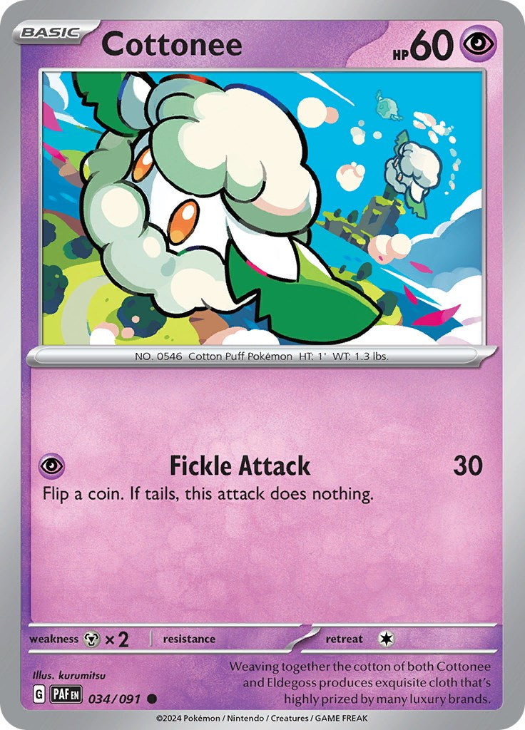 Cottonee (034/091) [Scarlet & Violet: Paldean Fates] | Jomio and Rueliete's Cards and Comics
