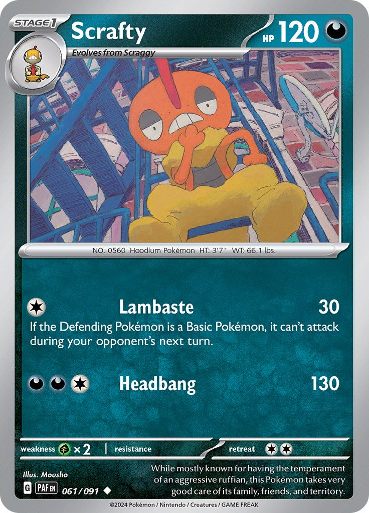 Scrafty (061/091) [Scarlet & Violet: Paldean Fates] | Jomio and Rueliete's Cards and Comics