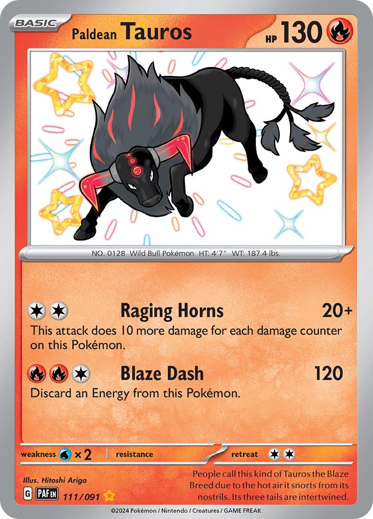 Paldean Tauros (111/091) [Scarlet & Violet: Paldean Fates] | Jomio and Rueliete's Cards and Comics
