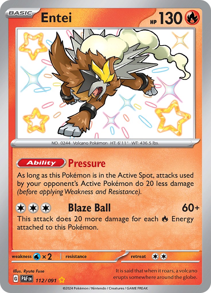 Entei (112/091) [Scarlet & Violet: Paldean Fates] | Jomio and Rueliete's Cards and Comics