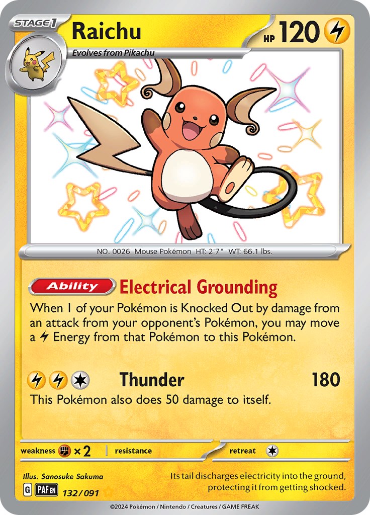 Raichu (132/091) [Scarlet & Violet: Paldean Fates] | Jomio and Rueliete's Cards and Comics
