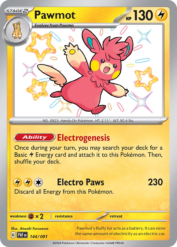 Pawmot (144/091) [Scarlet & Violet: Paldean Fates] | Jomio and Rueliete's Cards and Comics