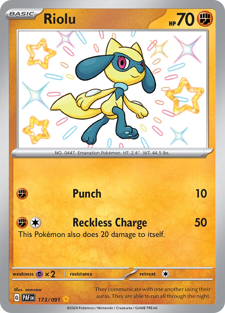 Riolu (173/091) [Scarlet & Violet: Paldean Fates] | Jomio and Rueliete's Cards and Comics