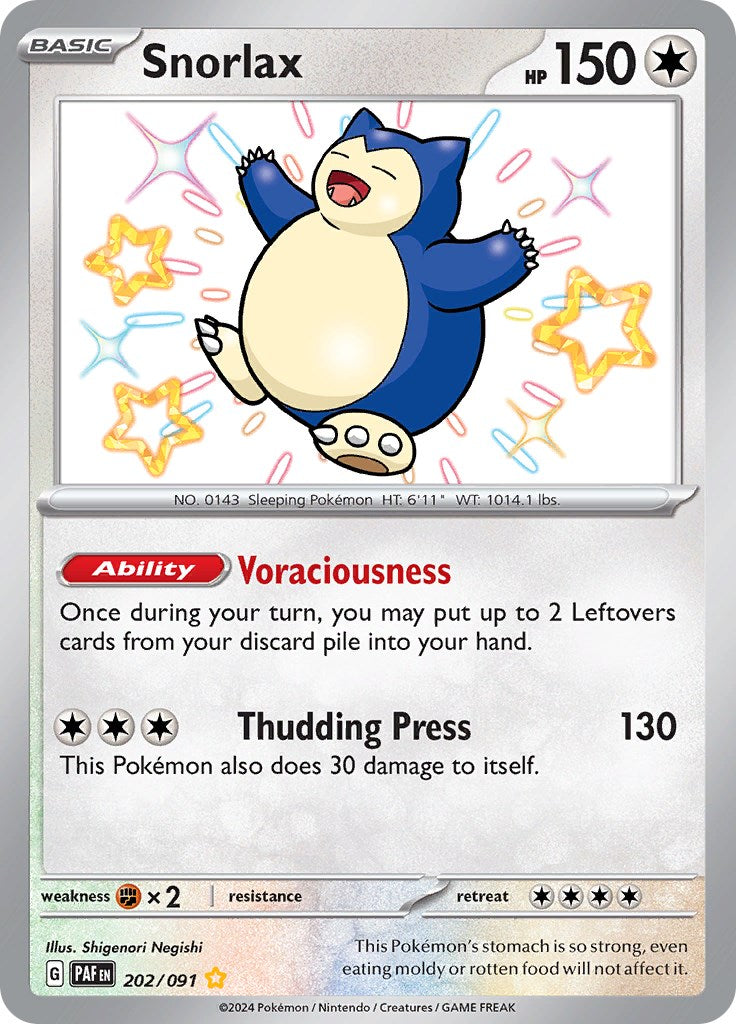 Snorlax (202/091) [Scarlet & Violet: Paldean Fates] | Jomio and Rueliete's Cards and Comics