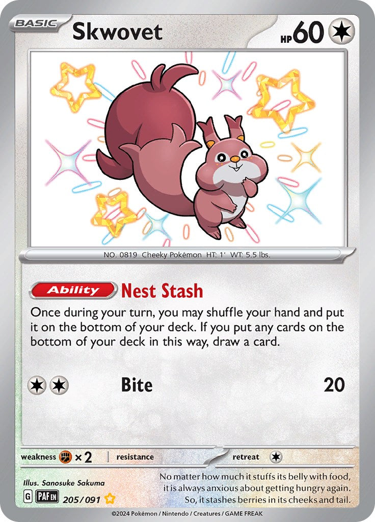 Skwovet (205/091) [Scarlet & Violet: Paldean Fates] | Jomio and Rueliete's Cards and Comics