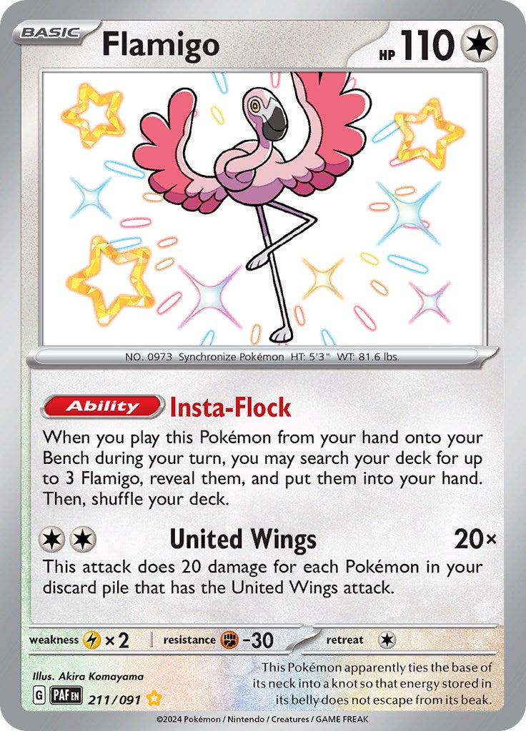 Flamigo (211/091) [Scarlet & Violet: Paldean Fates] | Jomio and Rueliete's Cards and Comics