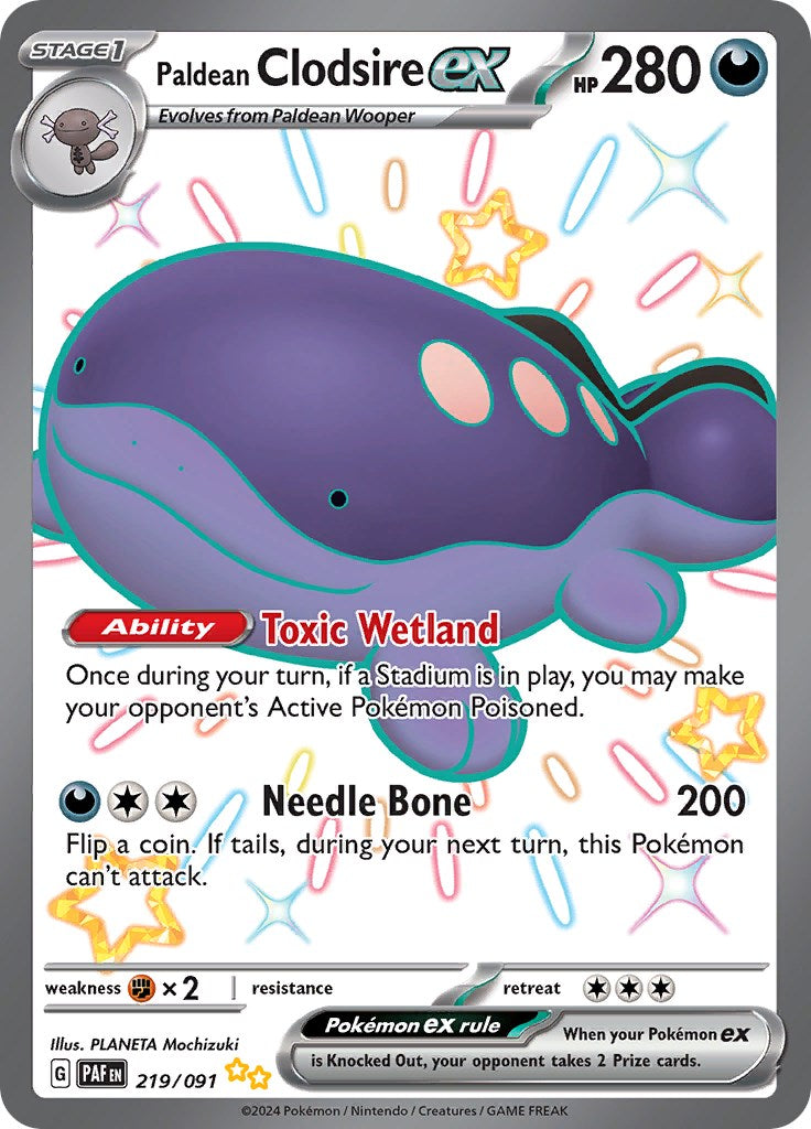 Paldean Clodsire ex (219/091) [Scarlet & Violet: Paldean Fates] | Jomio and Rueliete's Cards and Comics