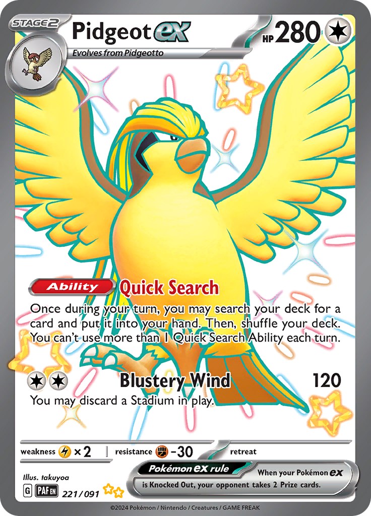 Pidgeot ex (221/091) [Scarlet & Violet: Paldean Fates] | Jomio and Rueliete's Cards and Comics