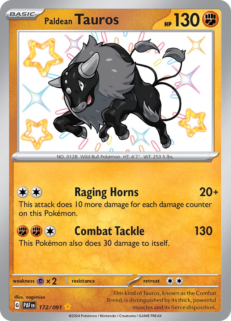 Paldean Tauros (172/091) [Scarlet & Violet: Paldean Fates] | Jomio and Rueliete's Cards and Comics