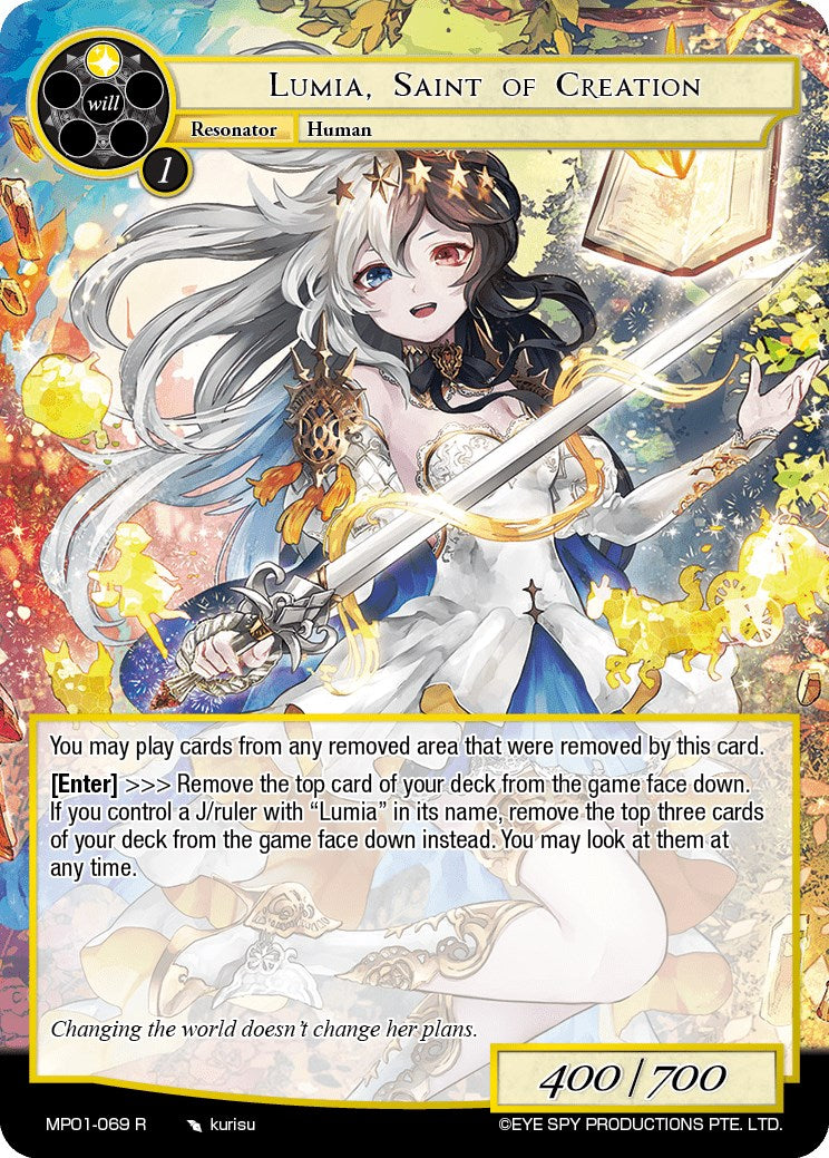 Lumia, Saint of Creation (MP01-069 R) [Masterpiece "Pilgrim-Memories"] | Jomio and Rueliete's Cards and Comics