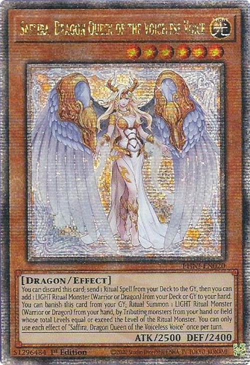 Saffira, Dragon Queen of the Voiceless Voice [PHNI-EN020] Quarter Century Secret Rare | Jomio and Rueliete's Cards and Comics