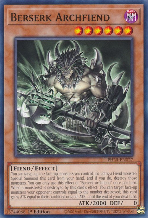 Berserk Archfiend [PHNI-EN027] Common | Jomio and Rueliete's Cards and Comics
