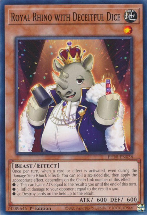 Royal Rhino with Deceitful Dice [PHNI-EN036] Common | Jomio and Rueliete's Cards and Comics