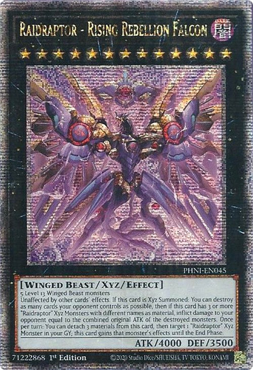 Raidraptor - Rising Rebellion Falcon [PHNI-EN045] Quarter Century Secret Rare | Jomio and Rueliete's Cards and Comics