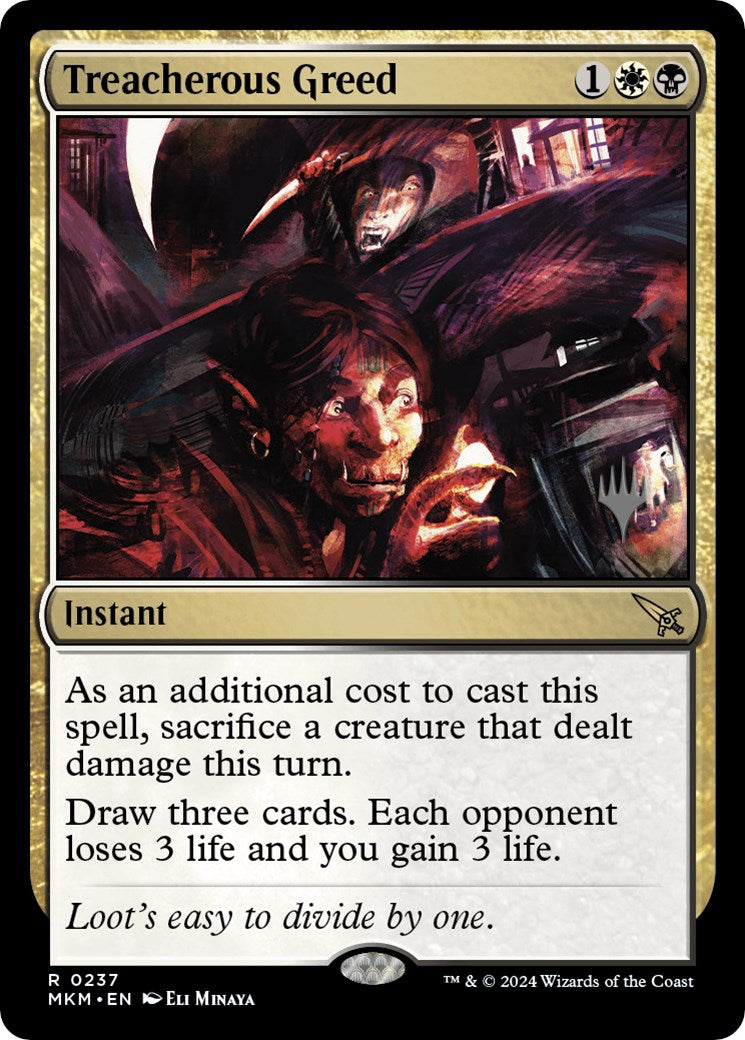 Treacherous Greed (Promo Pack) [Murders at Karlov Manor Promos] | Jomio and Rueliete's Cards and Comics