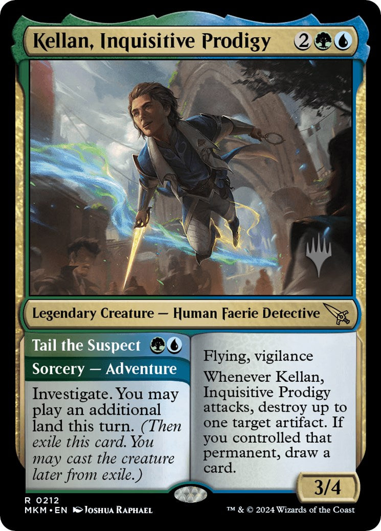 Kellan, Inquisitive Prodigy // Tail the Suspect (Promo Pack) [Murders at Karlov Manor Promos] | Jomio and Rueliete's Cards and Comics